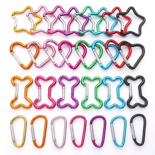 1 Pc Carabiner Rock Aluminum Mountain Buckle Star/Heart/D/Bone Shape Locking Clasp Keychain Multifunction Tools Jewelry Findi