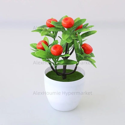 Fake Lemon Tree Small Artificial Plant Plastic Lemon Tree Bonsai Decor Potted Plant for Indoor Decor