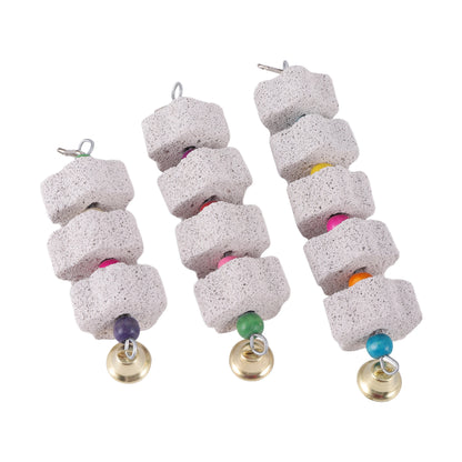 Stone Mineral for Ornament Parrot Pet Supplies Bird Cage Toy Grinding Stone Flower Shape Chew Bite Hang Style Parakeet Toy 1P