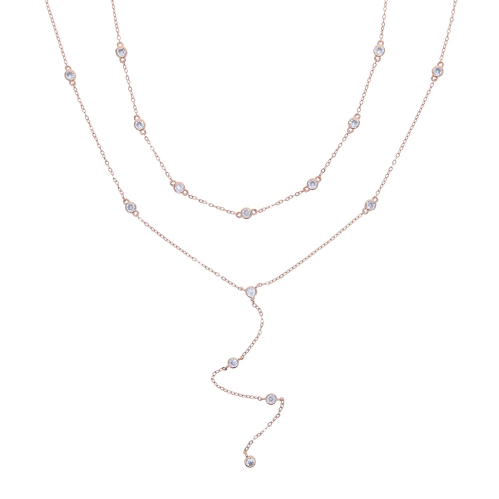 2026 New Fashion Lariat Layering Necklace for Women Double Laryered Long Chain Drop Pendant Choker Necklaces Fashion Gifts - 