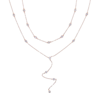 2026 New Fashion Lariat Layering Necklace for Women Double Laryered Long Chain Drop Pendant Choker Necklaces Fashion Gifts