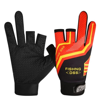 Fishing Gloves for Men Summer Fishing Road Sub Sunscreen and Anti Slip Ice Silk Breathable Thin Three Finger Gloves