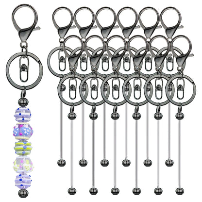6/12/20/30Pcs Metal Beadable Keychain Bars Beading Key Chain Bar Blanks for Beads Pendant Jewelry Charms Lanyard DIY Crafts G