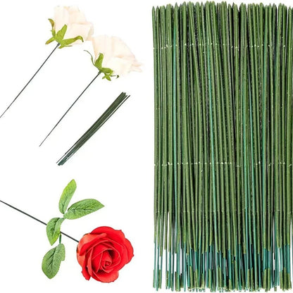 Green Flower Stem Sticks DIY Floral Material Handmade Wire Stem Floriculture Tape Self-adhesive Bouquet Floral Stem Paper Tap