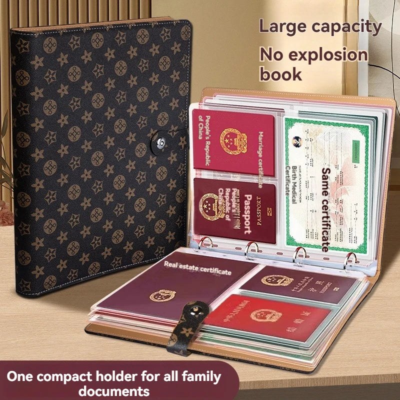 1PC Household ID Storage Book A4 Thickened Pattern ID Storage Bag Cat Eye Buckle Card Bag Storage Book Document Storage Book