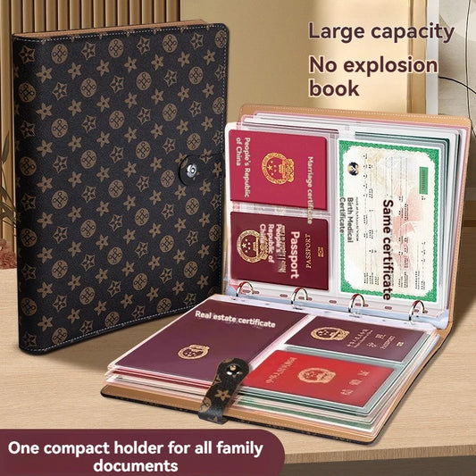 1PC Household ID Storage Book A4 Thickened Pattern ID Storage Bag Cat Eye Buckle Card Bag Storage Book Document Storage Book