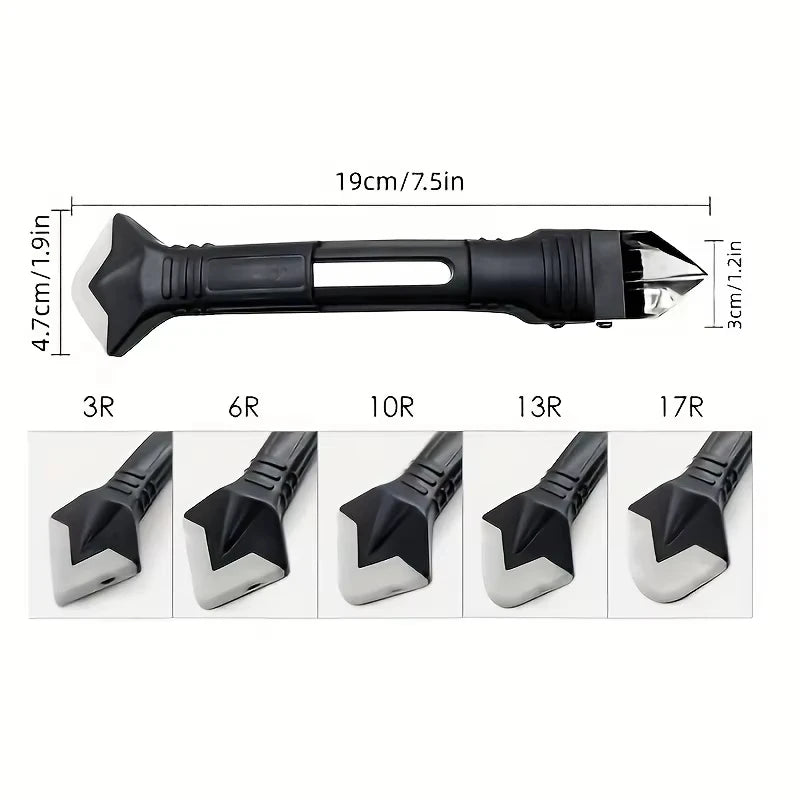 Silicone Scraper Squeegee Glue Remover Knife Caulking Angle Beauty Crack Trowel Tool Grout Scraper Kit 5in1 Multifunctional H
