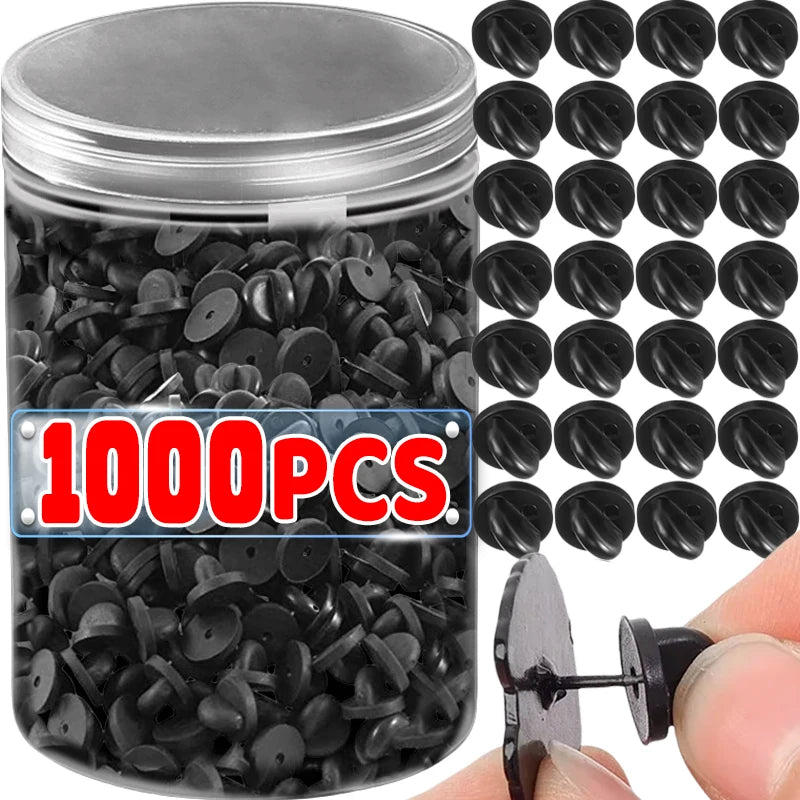 1000/50pcs PVC Rubber Pin Backs Butterfly Clutch Tie Tack Lapel Holder Clasp Pin Cap Keepers for Uniform Badges Replacement