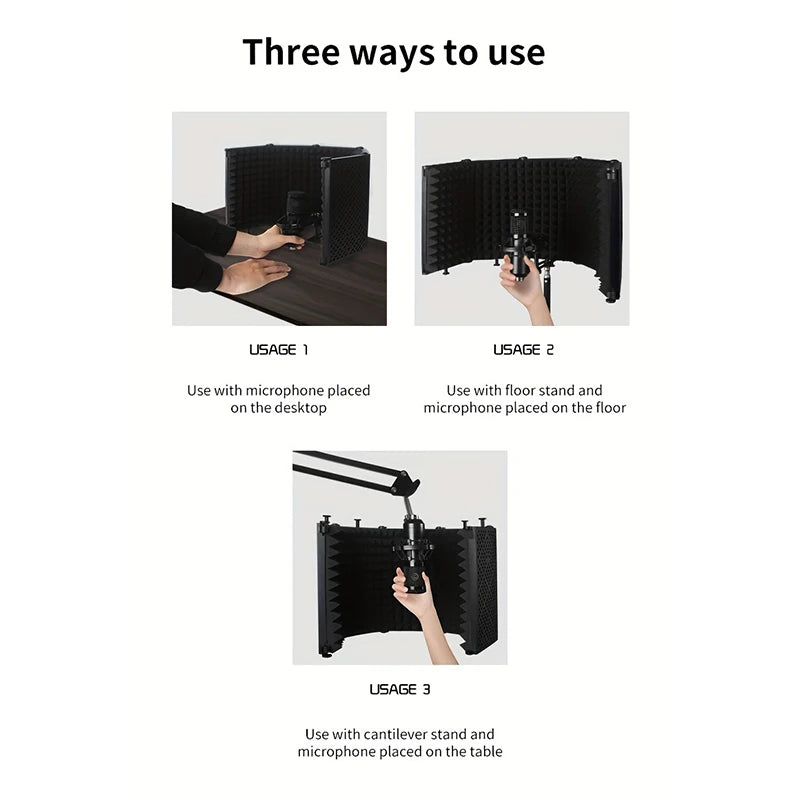 3/5, panel recording spray screen, noise-reducing and sound-absorbing microphone, high-density absorption foam for filtering 