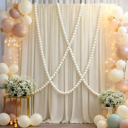Wedding Backdrop Wall Decor - Faux Large Pearl - DIY Beaded Garland White Ball Pendant & Figurine