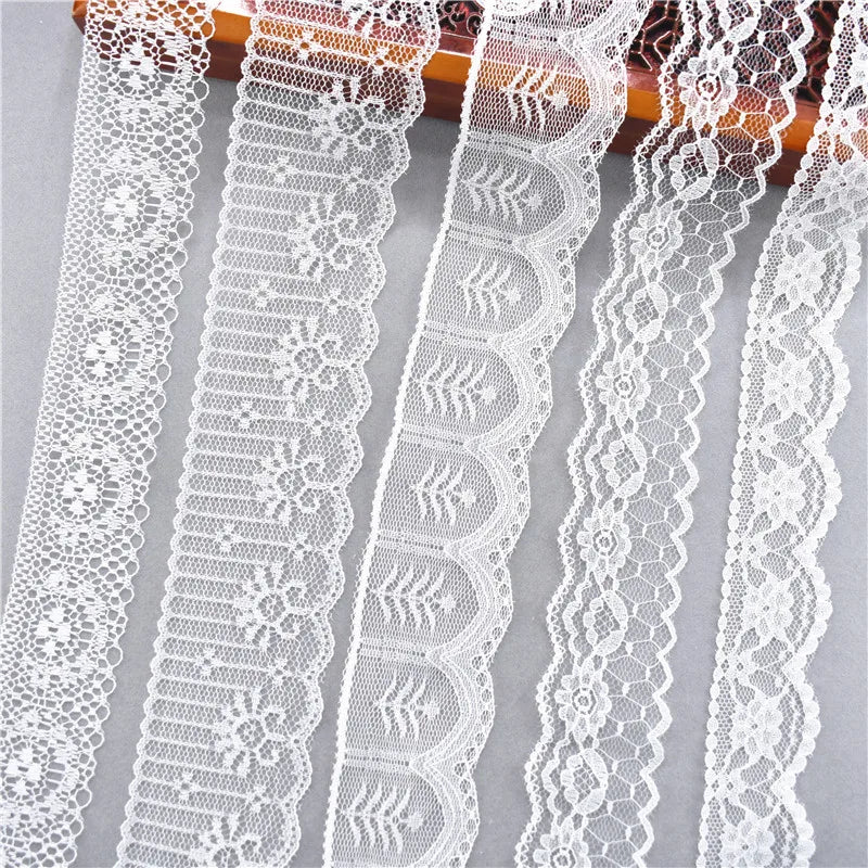 Best Selling 10yards 38kinds Color White Lace Ribbon Woven Band French African Lace Wedding Fabric DIY Clothing/gift Wrapping