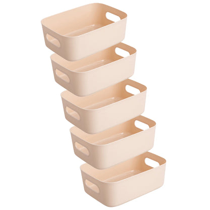 5pcs Stackable Storage Box Set,Rectangular Plastic Organizer Containers,Durable, Reusable,for Kitchen,Bathroom,Dorm Essential