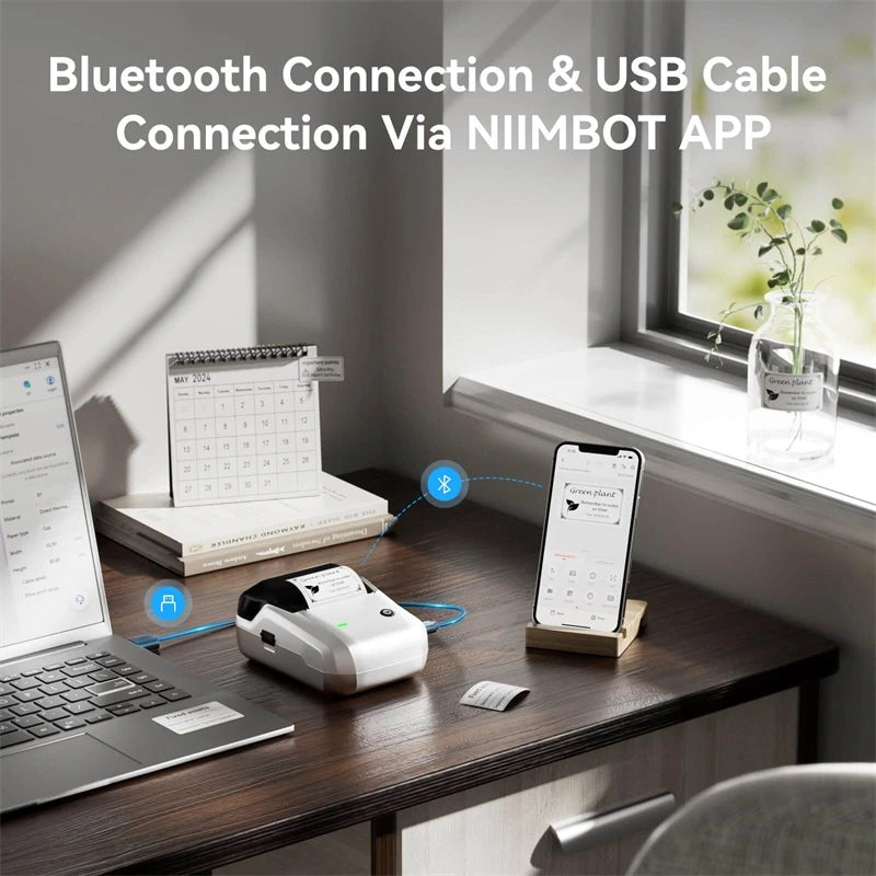 NIIMBOT B1 Portable Thermal Printer With Tapes 2 Inch Adhesive Label Printer Mini Bluetooth Sticker Maker Support Smartphones