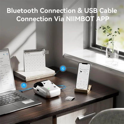 NIIMBOT B1 Portable Thermal Printer With Tapes 2 Inch Adhesive Label Printer Mini Bluetooth Sticker Maker Support Smartphones