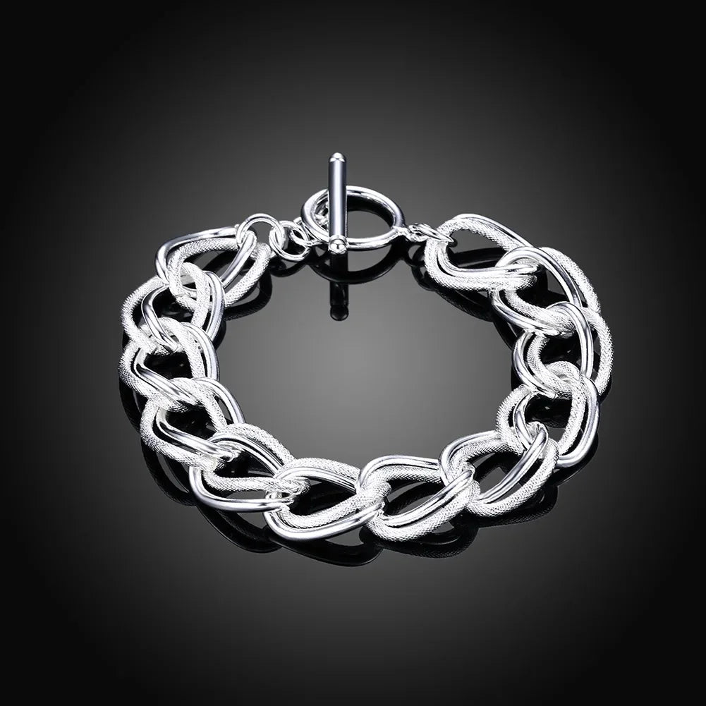 Fine Noble 925 Sterling Silver Solid Chain Bracelet For Women Men Charm Party Gift Wedding party Fashion Jewelry - H290