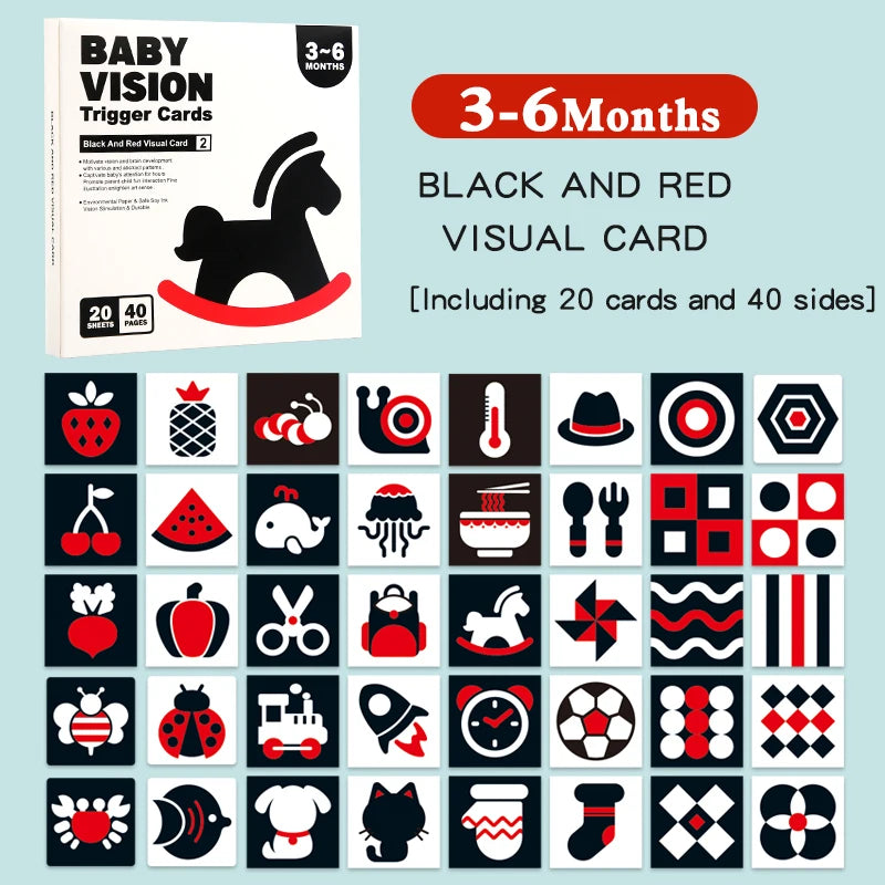 Black and White Cards High Contrast Baby Toys 0-36 Months Newborns Visual Stimulation Brain Development Learning Flash Cards