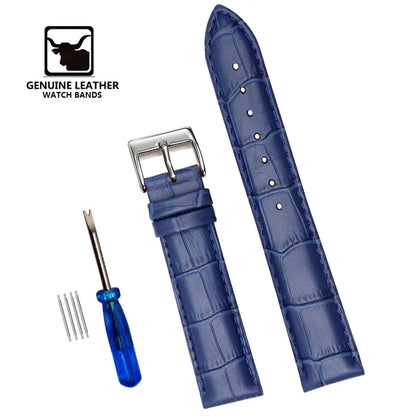 Premium Genuine Leather Watchbands 12/14/16/18/19/20/21/22/24 mm Watch Band Strap Wrist Belt Bracelet + Tool