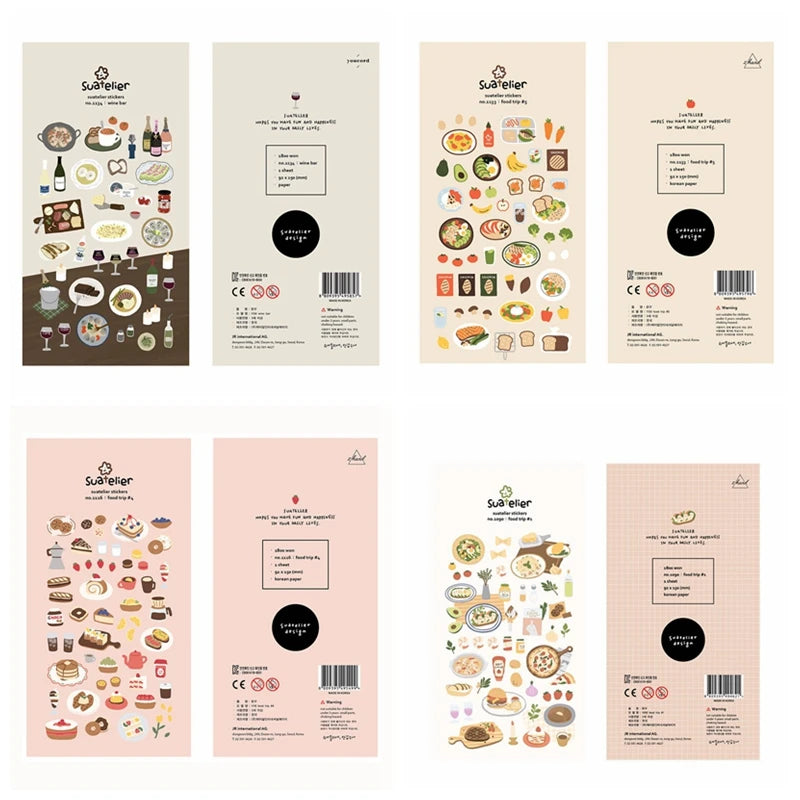 Suatelier Foods Stickers Aesthetic Scrapbooking Cute Junk Journal Ephemera Korean Deco Sticker Planner Diary DIY Craft Suppli