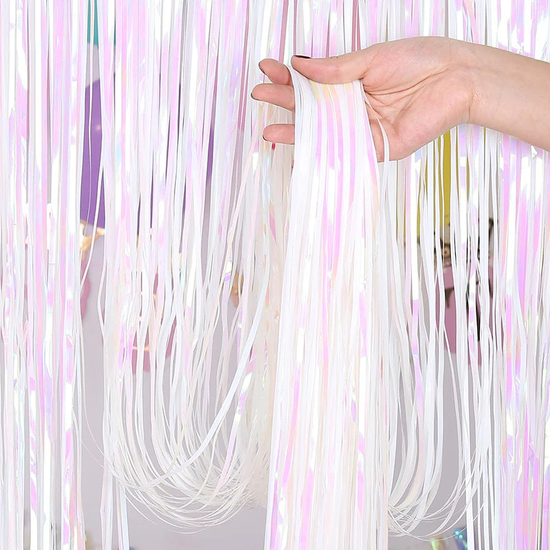 Top Matte Birthday Party Decoration Backdrop Foil Tassel Fringe Curtain Kids Adult Photo Booth Baby Shower Wedding Matte Drap
