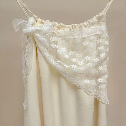 Lace Flower Elegant Temperament Lace Women Flower White Sweet Triangle Scarf Thin Breathable Ribbon Artistic Style Travel Pho