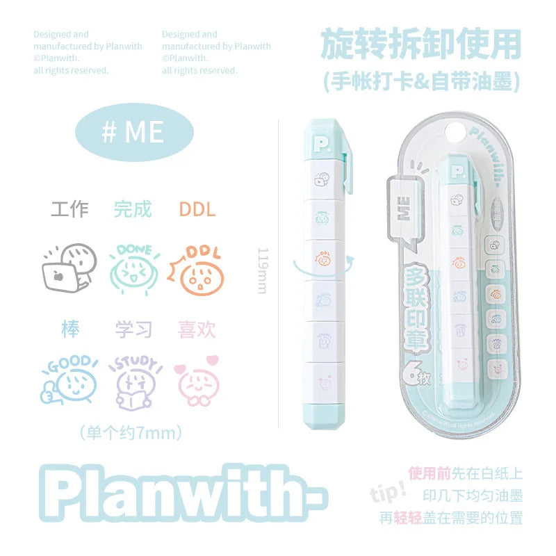 Cute To Do List Journal Stamp Set Pen Shape Detachable Ink Stamps Life Travel Week Heart Planner Diary Decorative Stamp Kid G