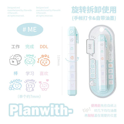 Cute To Do List Journal Stamp Set Pen Shape Detachable Ink Stamps Life Travel Week Heart Planner Diary Decorative Stamp Kid G