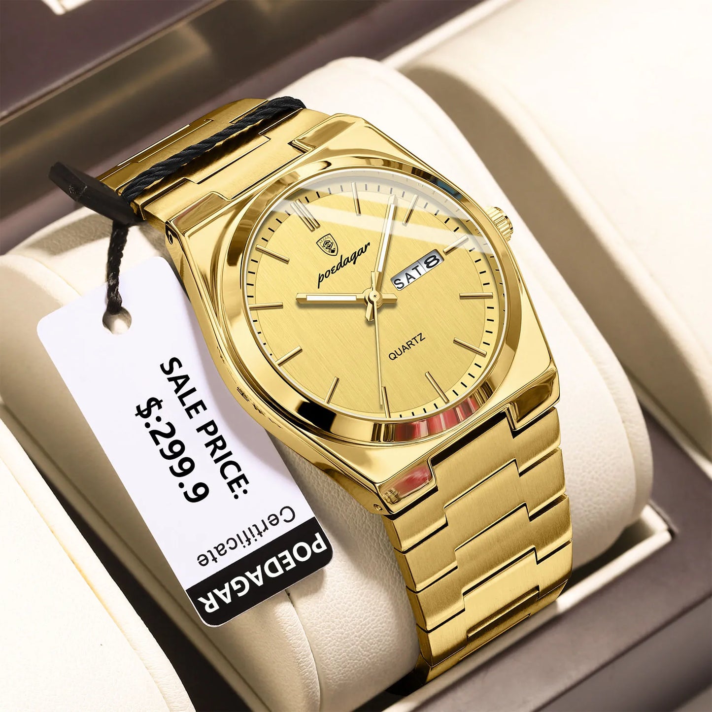 POEDAGAR Luxury Men's Watches Waterproof Luminous Date Week Men Watch Stainless Steel Casual Fashion Quartz Man Wristwatch Re