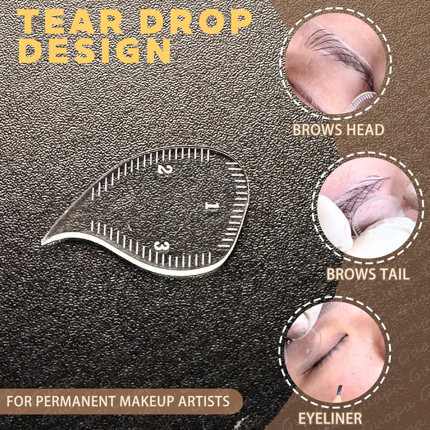 Tear Drop Arch Brow Mapping Tool Kit 1 Minute Brow Shaping Ruler Template Stencils Fast Drawing PMU Eyebrow Hairstroke Eyelin
