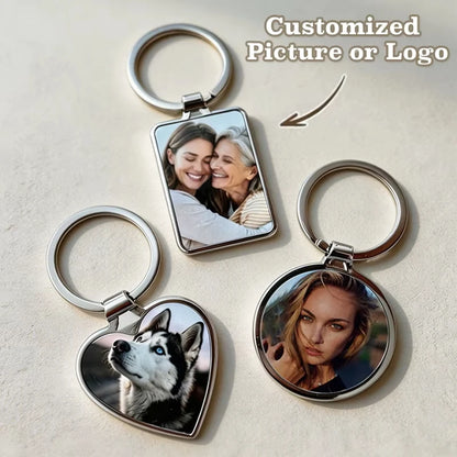 Custom Photo Keychain Personalized Picture Keyring, Custom Memorial Keepsake Souvenir Gift for Birthday Anniversary Daily Mem