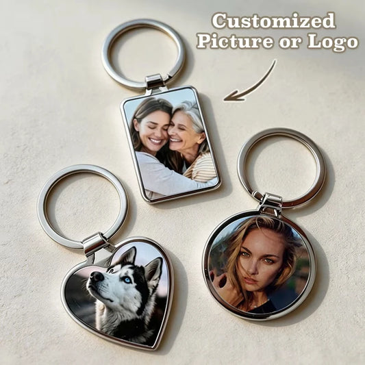 Custom Photo Keychain Personalized Picture Keyring, Custom Memorial Keepsake Souvenir Gift for Birthday Anniversary Daily Mem