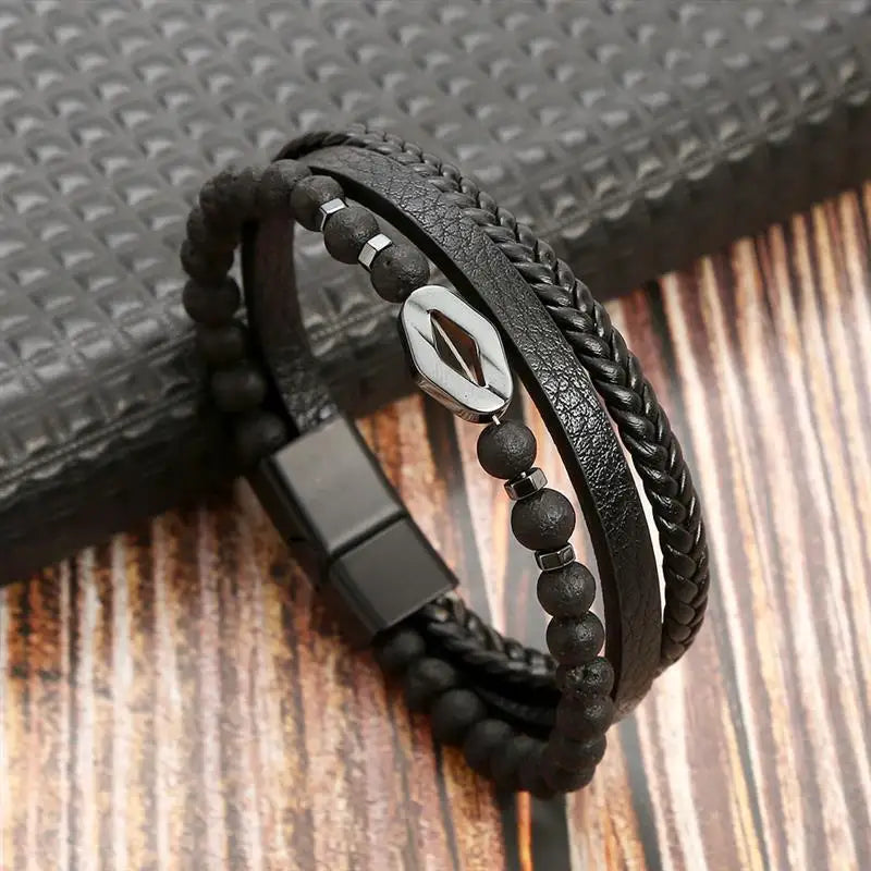 Classic Men's Leather Bracelet New Style Hand-woven Multi-layer Combination Accessory Fashion Man Jewelry