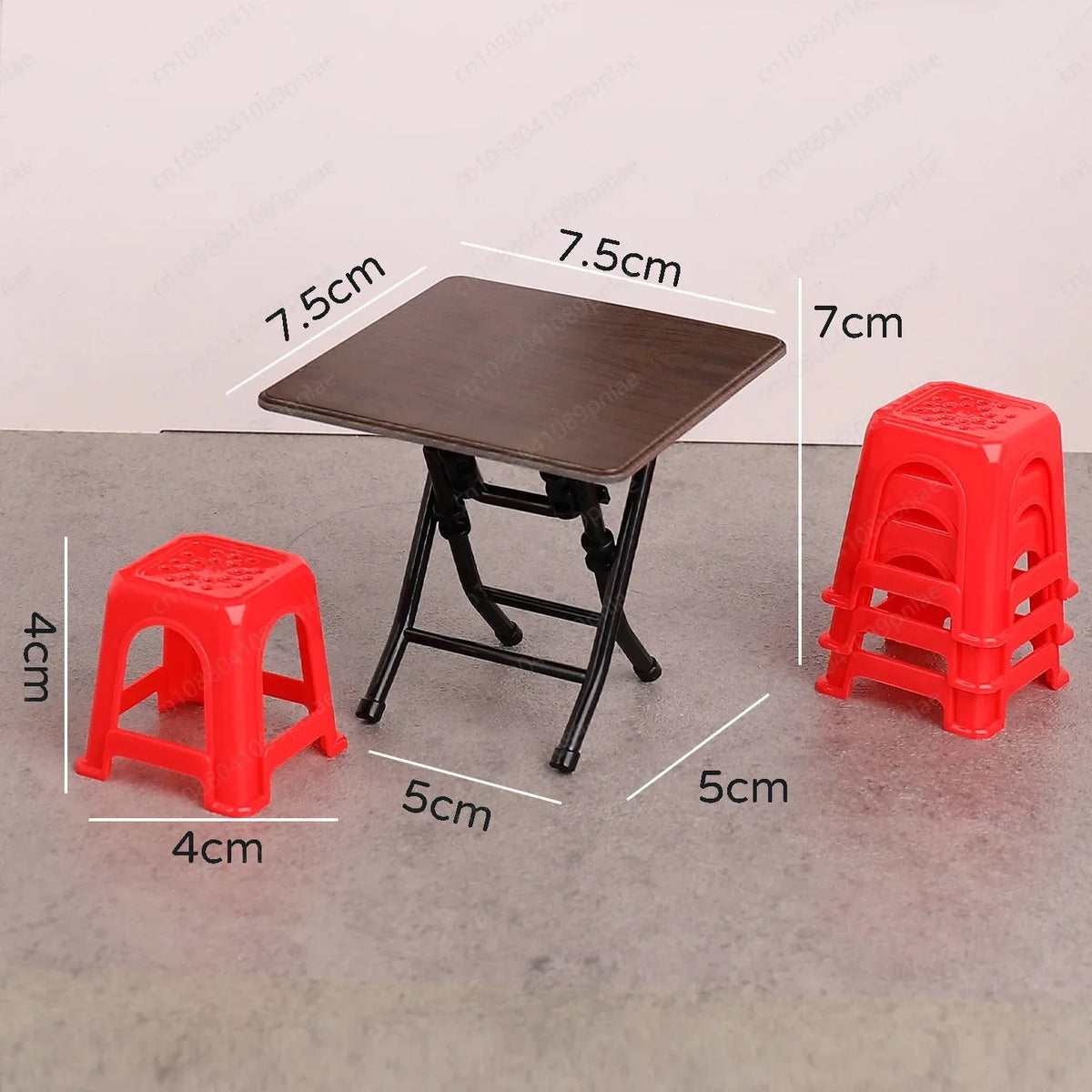 Miniature Vintage Table And Chair Set Guangdong Stool Simulation Model Accessories For Kids Pretend Play Dollhouse Mini Furni