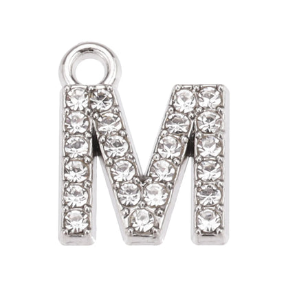 10/26pcs Silver Color Alloy Crystal Mini Alphabet 26 Letter Charms Pendants for Women Necklace Earring Jewelry Accessories - 