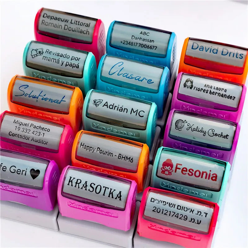 Customized Arabic Hebrew Name Stamp Waterproof Seal Custom Teacher Signature Student Child Cloth Ink Stamp Selfing-inking Sta