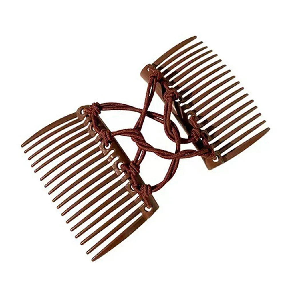 Vintage Creative Magic Hair Comb Elastic Rope Disc Hair Clip For Women Headwear Hair Comb Hair Clip Fashion Hair - brown
