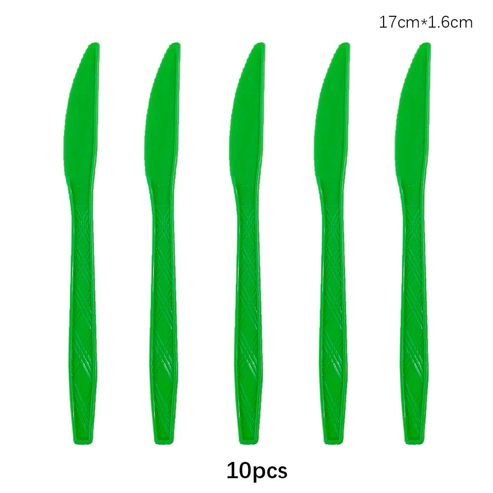 Disposable Knife Fork Spoon Cutlery Set Pink Blue Disposable Tableware Birthday Party Decorations Wedding Baby Shower Supplie