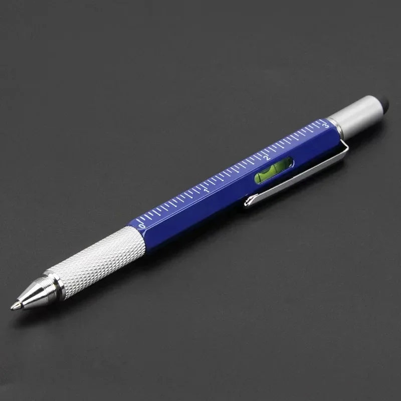 7 in 1 Multifunctional Pen Touch Screen Stylus Capacitive Pen with Screwdriver Ruler Levelgauge Refillable Ballpoint Pencil T