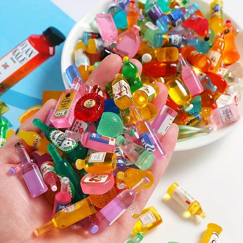 50 pieces of mini drink bottle doll house decoration, DIY mobile phone case wine bottle doll house decoration