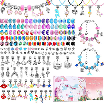 Charm Bracelet Making Kit DIY Jewelry Making Supplies Beads Unicorn Mermaid Crafts Handmade Gifts Set for Girls Teens Age