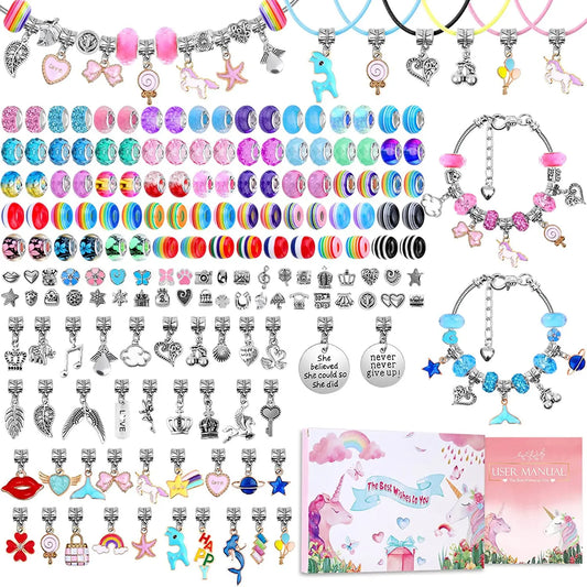 Charm Bracelet Making Kit DIY Jewelry Making Supplies Beads Unicorn Mermaid Crafts Handmade Gifts Set for Girls Teens Age
