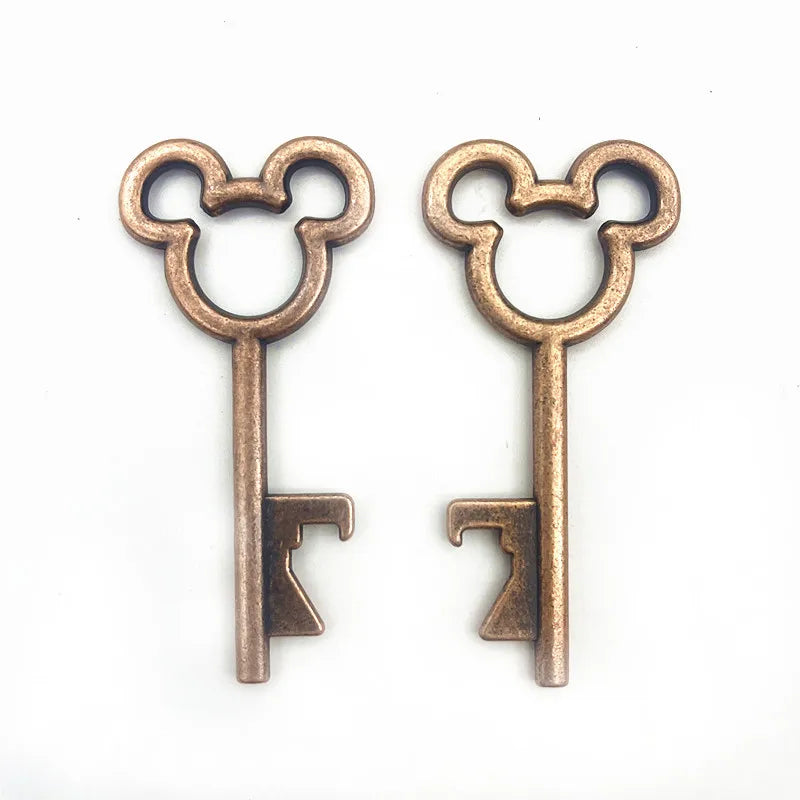 10pcs/lot DIY Wedding Souvenirs Party Gifts for Guests Mickey Rose Clover Skeleton Key Heart Horseshoe Beer Bottle Opener - m