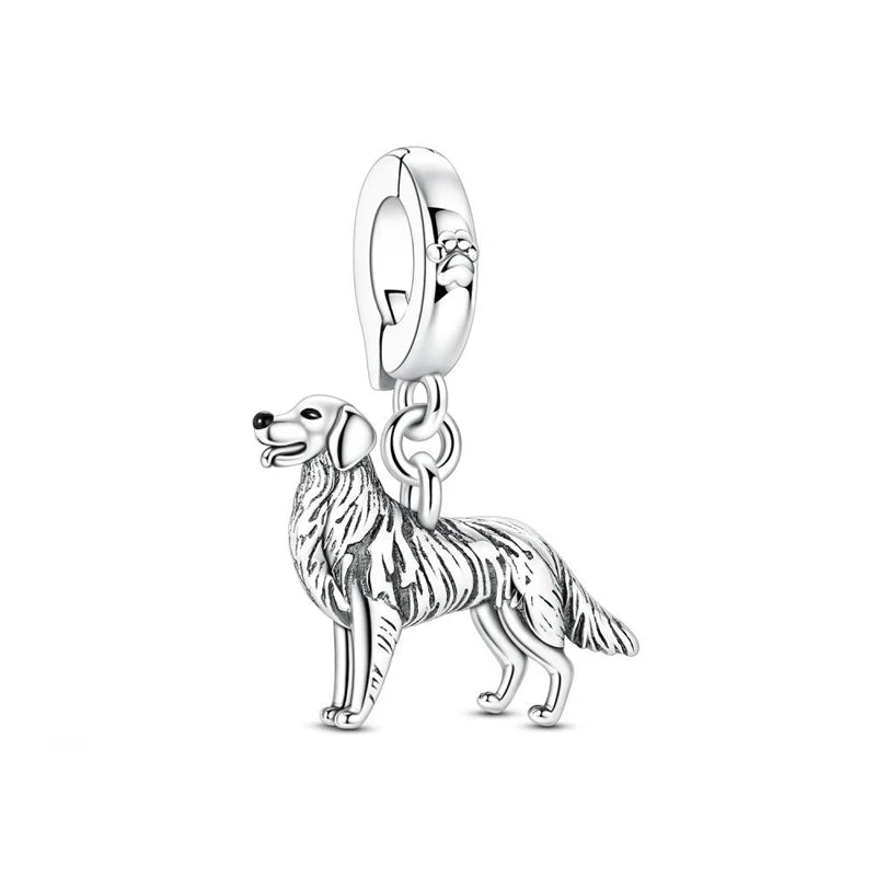 Original 925 Sterling Silver Charms Love Pets Dog Cat Paw Print Pendant Beads Fit Brand Bracelets Necklaces Women DIY Jewelry