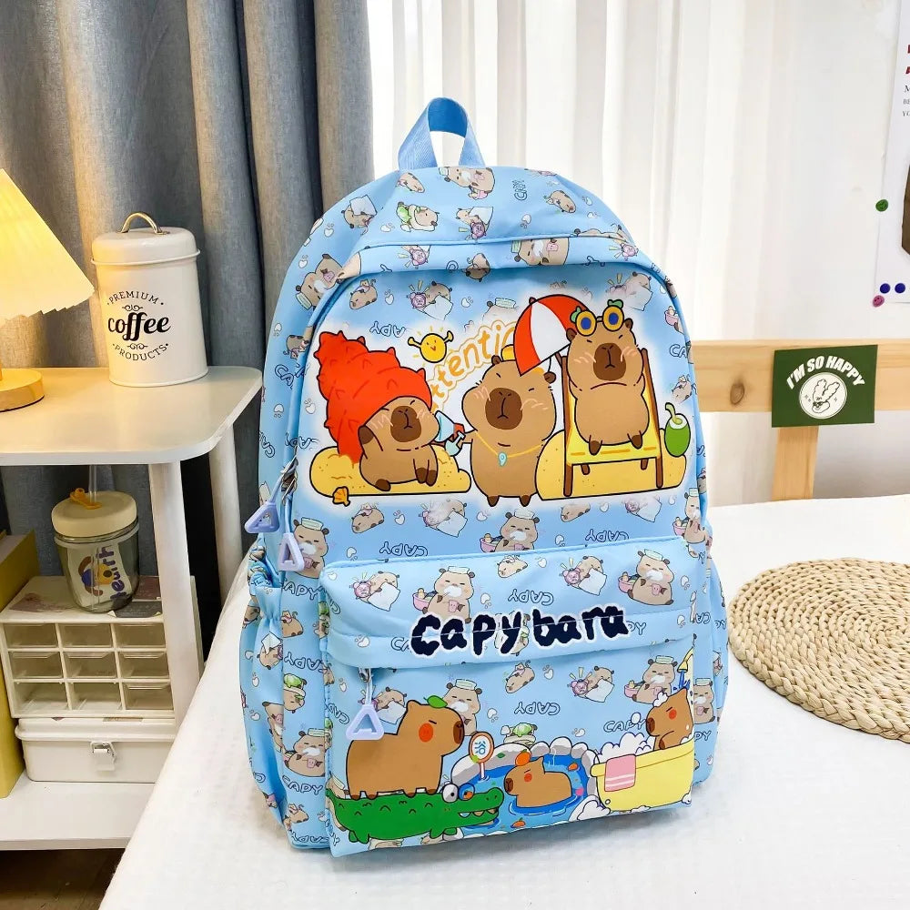 Cute Large Capacity Capybara Backpack Cartoon Breathable Student Schoolbag Nylon Ultra-light Book Bag Back to school Women Gi