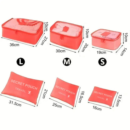 6 Pcs/Set Pink/Blue/Grey Travel Storage Bag Large Capacity Waterproof Luggage Clothing Underwear Storage with Zipper