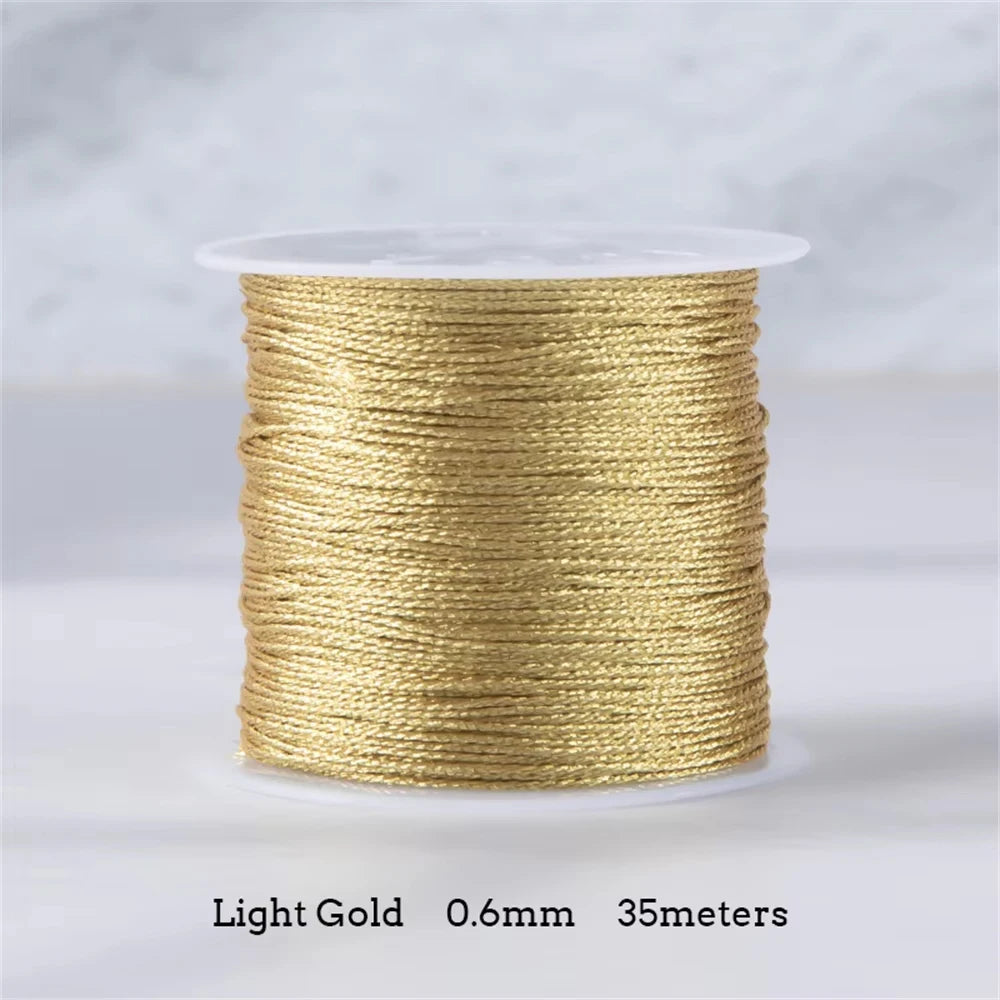 Gold/Silver Thread Macrame Cord Rope Bracelet Necklace Braided String For DIY Tassel Beading Shamballa String Supplies - 0.6m
