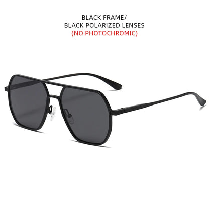 Luxury Metal Photochromic Sunglasses Men Women Fashion Polarized Sun Glasses Stylish Chameleon Anti-glare Driving Shades UV40