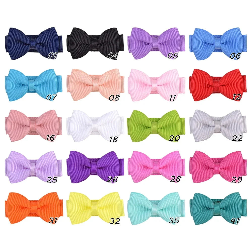 1.2 Inches Solid Colors Mini Hair Bows With Clip For Kids Girls Hairgrips Ribbon Covered Safety Bows Headwear Hair Accessorie