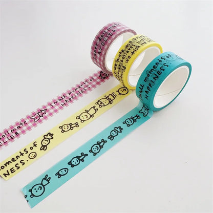 Korean Ins Style Washi Tape Simple Cartoon English Handbook Material Sticker Tape