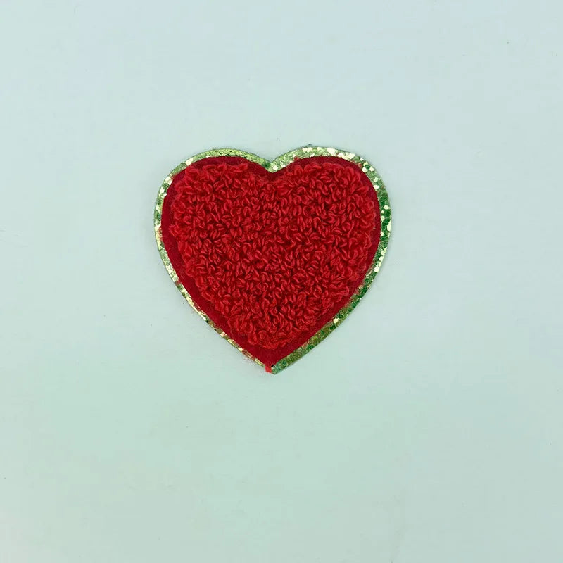 Red Letters Sticker Patch Alphabet Towel Embroidered Chenille Patches for Clothing Bags Jacket Stick on Accessories Applique 
