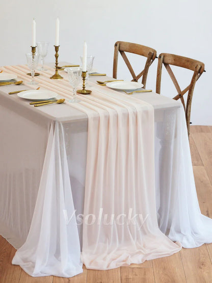 Table Runner Luxury Sheer for Wedding Rustic Boho Party Bridal Shower Birthday Christmas Decorations - Beige Pink / 2m X 74cm